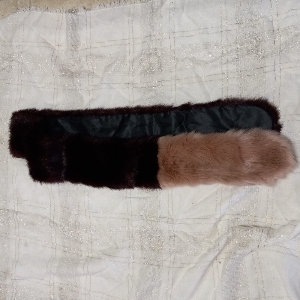URBANCODE London Scarf Faux Fur Color Block Brown/Tan Lined NWT